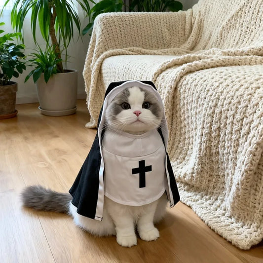 Funny Pet Costume Outfit – Cute Jesus Cosplay Dress-Up Clothes for Cats & Small to Medium Dogs, Perfect for Parties & Pet Photos.