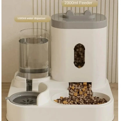 Automatic Pet Feeder with Water Fountain – Large-Capacity Food Bowl and Storage Dispenser for Dogs & Cats, Puppy Feeding Accessory.