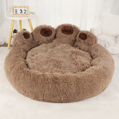 Fluffy Winter Dog Bed – Warm Plush Sofa-Style Pet Bed with Blanket, Suitable for Small to Large Dogs, Cozy Kennel Mat & Basket Design.