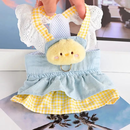 Lace Pet Harness Dress – Princess Denim Skirt Apparel for Small Dogs, Puppies & Cats, Cute Summer & Autumn Outfit.