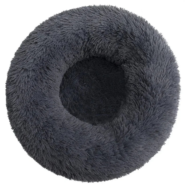 Round Plush Pet Bed – Super Soft Winter Warm Sleeping Bed for Cats & Dogs, Available in 6 Sizes (40–90cm) for Small to Large Pets.