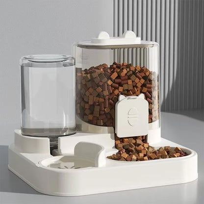 Automatic Pet Feeder with Water Fountain – Large-Capacity Food Bowl and Storage Dispenser for Dogs & Cats, Puppy Feeding Accessory.