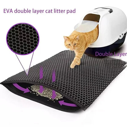 Cat Litter Mat With Gift Double Layer Waterproof Pet Litter Box Mat Non-slip Sand Cat Pad Washable Bed Mat Clean Pad Products.