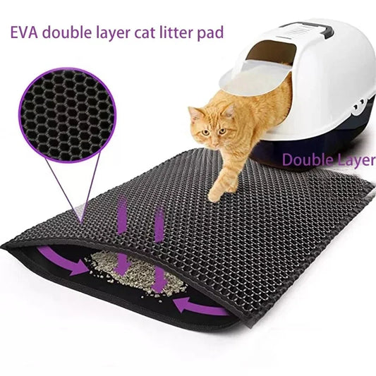 Cat Litter Mat With Gift Double Layer Waterproof Pet Litter Box Mat Non-slip Sand Cat Pad Washable Bed Mat Clean Pad Products.