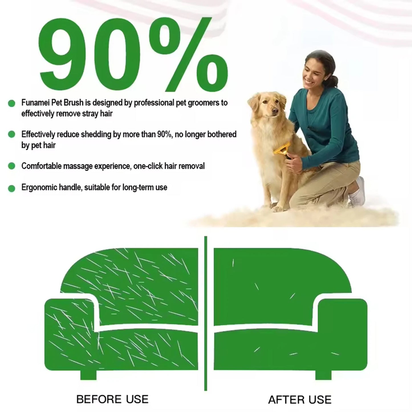 Pet Grooming Brush for Dogs & Cats – Hair Removal Comb with Gentle Massage Design for Shedding, Detangling & Everyday Grooming.