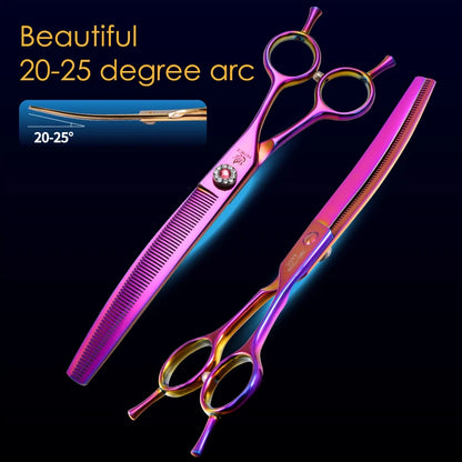 Fenice JP440C Professional Pet Grooming Scissors – 7-Inch Curved Thinning & Chunker Shears for Precision Dog Grooming.