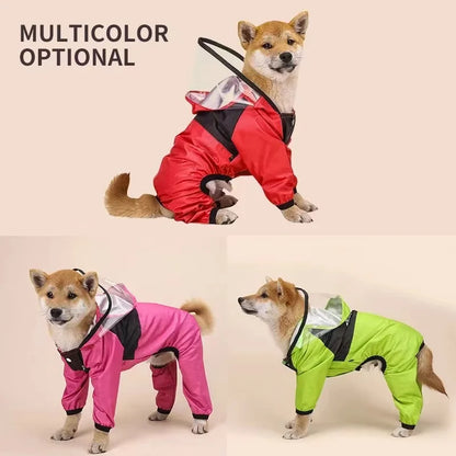 Waterproof Dog Raincoat Jumpsuit – Water-Resistant Pet Jacket with Hood for Small & Large Dogs, Outdoor Rain Protection Coat.