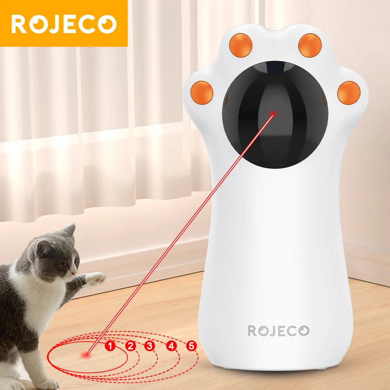 ROJECO Automatic Cat Laser Toy – Smart Interactive LED Laser Teaser for Indoor Cats, Kittens & Small Pets, Handheld Pet Play Accessory.