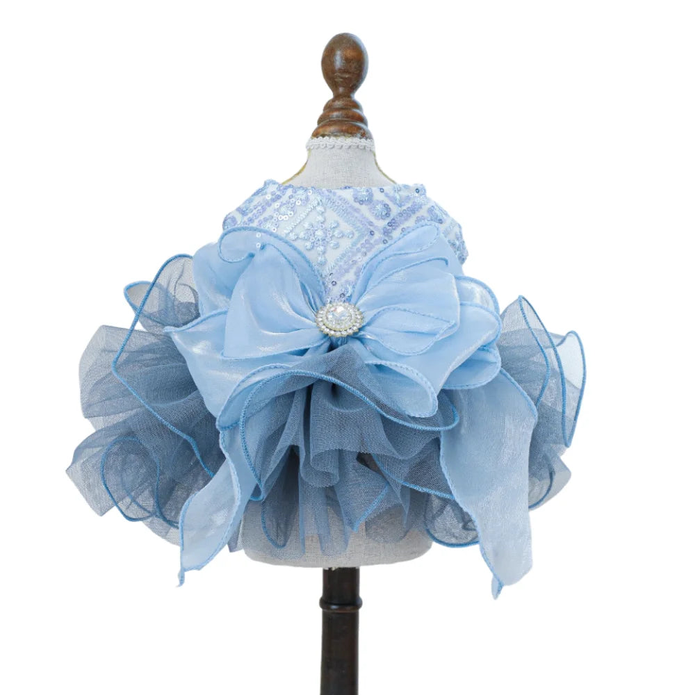 Fluffy Puppy Princess Dress – Soft Fairy Skirt with Big Bow, Elegant Wedding & Birthday Outfit for Dogs, Cute Party Clothing.