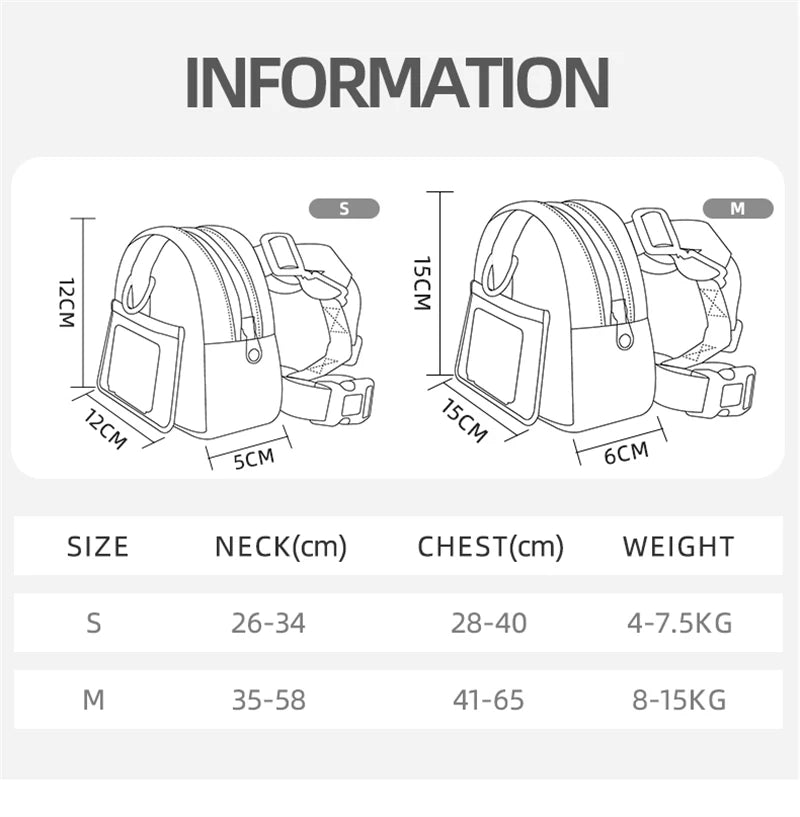 Waterproof Pet Backpack for Dogs – Outdoor Travel Puppy Bag with Harness & Collar, Ideal for Snacks and Walking Accessories.