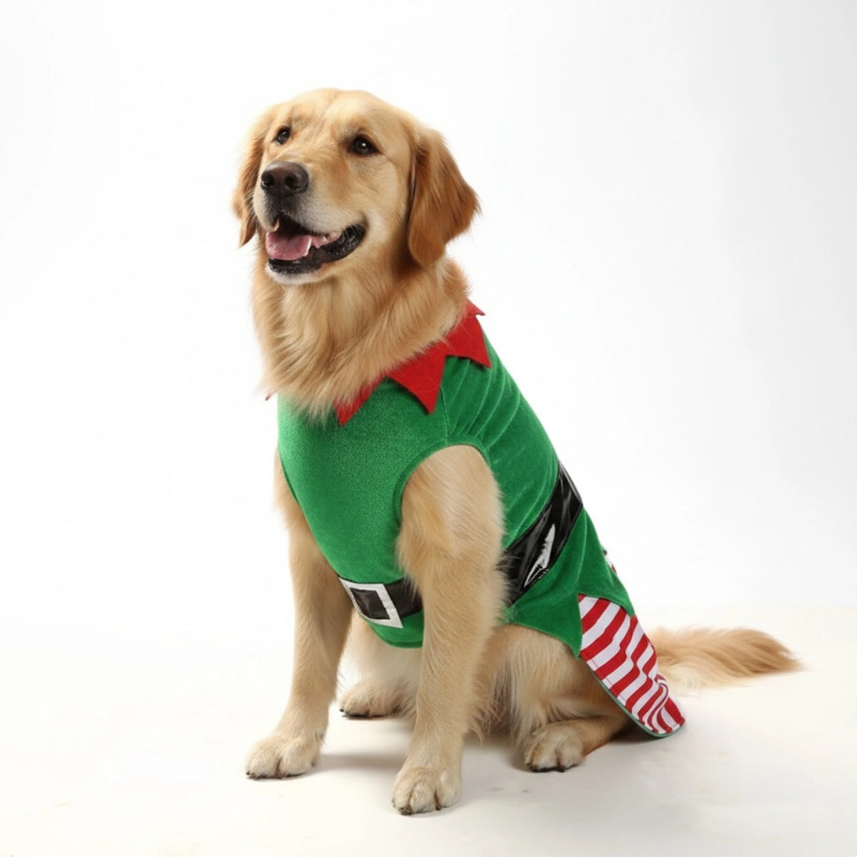 Christmas Elf Costume for Dogs Festive Holiday Party Outfit, Striped Winter Coat for Small and Medium Pets.