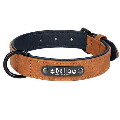 Personalized Leather Dog Collar – Custom Name ID Collar for Small, Medium & Large Dogs, Durable Collar for Pitbulls, Bulldogs & Beagles.