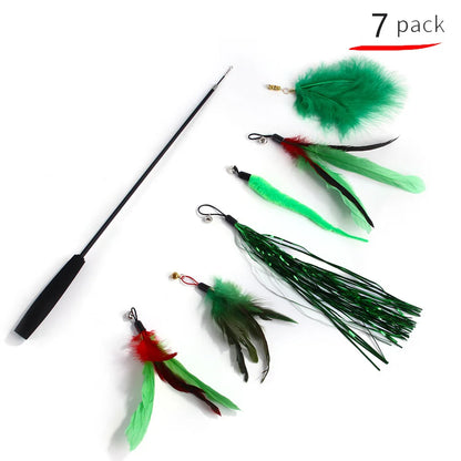 NONOR Cat Feather Wand Refill Set – Interactive Mouse & Ball Teaser Replacement Toys for Kittens & Indoor Cats (Stick Not Included)