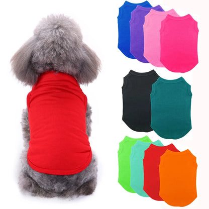 Blank Cotton Dog T-Shirt – Lightweight Summer Vest for Small, Medium & Large Dogs, Comfortable Pet Apparel Available in XS–3XL.