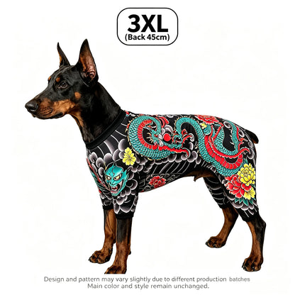 Streetwear Pet Tattoo Bodysuit – 4-Way Stretch Full-Body Costume for Small to Large Dogs & Cats (S–10XL).