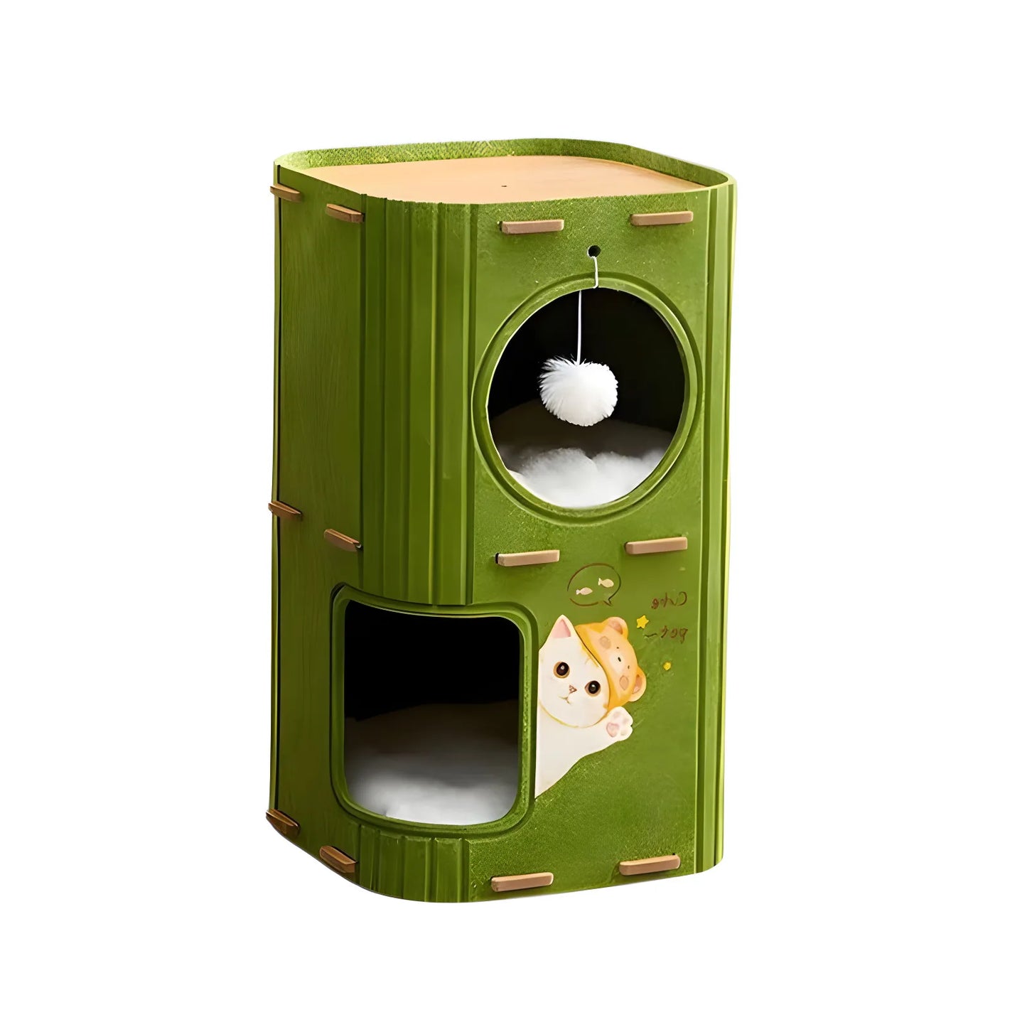 Multi-Layer Cat Tree & Sleeping Nest – Integrated Closed Cat Condo with Scratch-Resistant All-Season Climbing Frame for Indoor Cats.