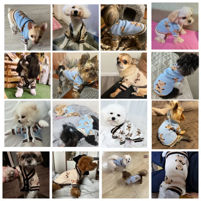Luxury Pet Striped Cardigan Sweater – Warm Coat for puppies, Stylish Winter Pet Outfit.