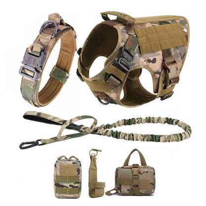 Tactical Dog Harness Set – MOLLE Vest with Collar & Leash, Training & Walking Gear for Medium & Large Dogs like German Shepherds.