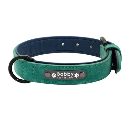 Personalized Leather Dog Collar – Custom Name ID Tag Collar for Small, Medium & Large Dogs, Durable Adjustable Pet Accessory.