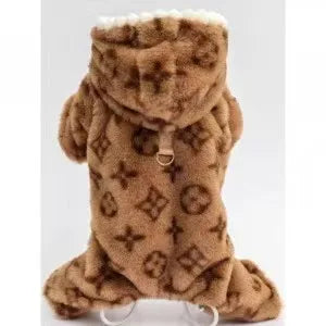 Fleece-Lined Pet Jumpsuit – Thick Warm Winter & Autumn Four-Legged Clothing for Small & Medium Dogs (Teddy, Poodle) & Cats.