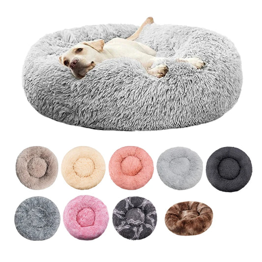 Round Plush Dog Bed – Winter Warm Washable Basket-Style Pet Bed for Small, Medium & Large Dogs & Cats, Soft Sofa-Style Sleeping Cushion.
