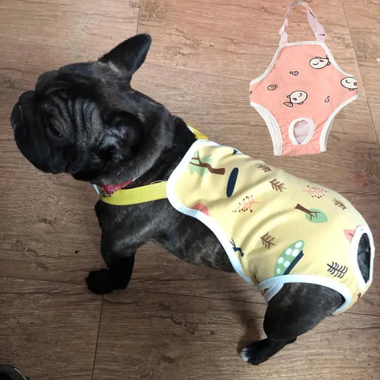 Adjustable Pet Underwear Shorts – Washable Physiological Pants with Shoulder Strap for Female Dogs, Comfortable Safety Diaper Trousers for Pets.