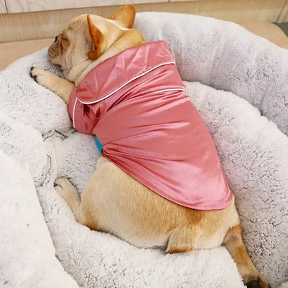 Soft Silk Pet Pajamas – Comfortable Dog & Cat Sleepwear Shirt for Small Pets, Lightweight Cozy Home Clothing.