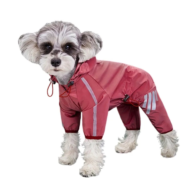 Reflective Waterproof Dog Raincoat – Hooded All-Weather Pet Jumpsuit for Small & Medium Dogs, Lightweight Rain Protection.