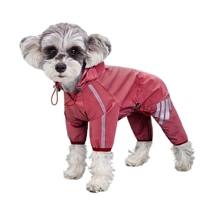 Reflective Waterproof Dog Raincoat – Hooded All-Weather Pet Jumpsuit for Small & Medium Dogs, Lightweight Rain Protection.