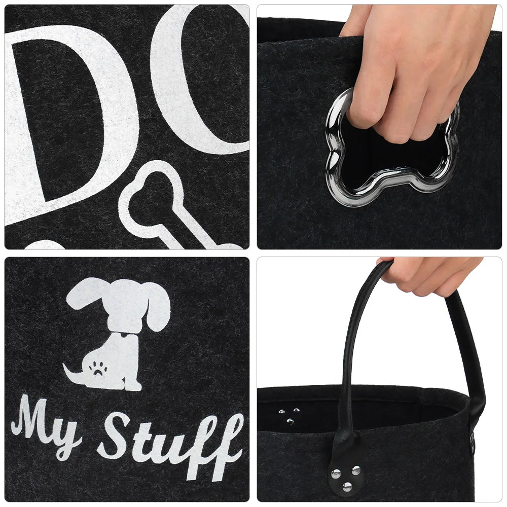 Dog Toy and Accessory Storage Basket for Clothes, Toys, and Pet Essentials.