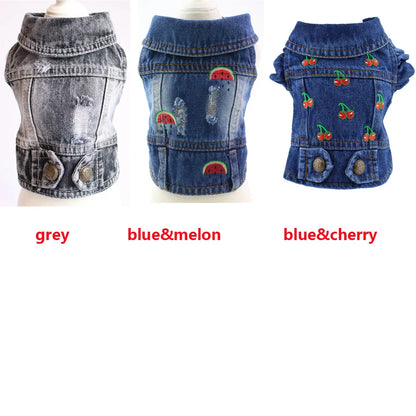 XS–2XL Denim Dog Jacket – Cowboy-Style Jean Vest Coat for Small Dogs, Puppies & Cats.