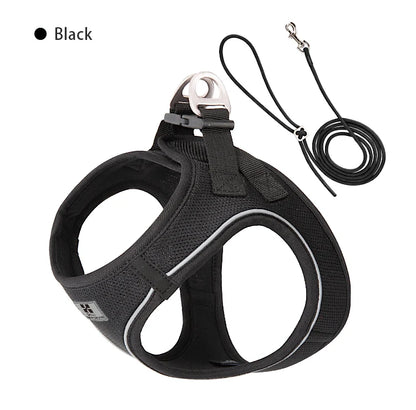 Adjustable Reflective Dog Harness & Leash Set – Comfortable Pet Vest for Small & Medium Dogs & Cats, Ideal for Outdoor Walking.