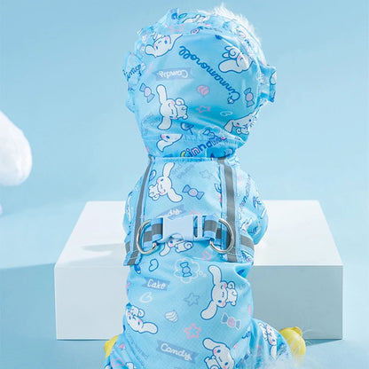 Cinnamoroll Pet Raincoat – Waterproof Hooded Jacket for Dogs of All Sizes, Stylish All-Weather Protection to Keep Your Pup Dry.