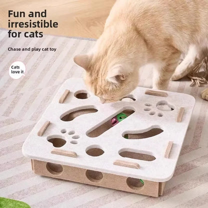 Cat Puzzle Toy Felt Box – Interactive Exercise & Hunting Game with Ball for Indoor Cats, Fun Entertainment and Mental Stimulation Toy.