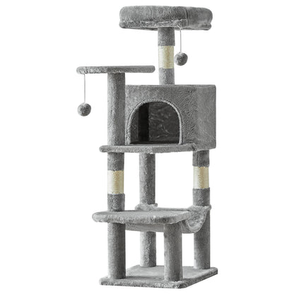 JHK 44" Cat Tree – Tall Multi-Level Climbing Tower with Sisal Scratching Posts & Stable Indoor Cat House Furniture.
