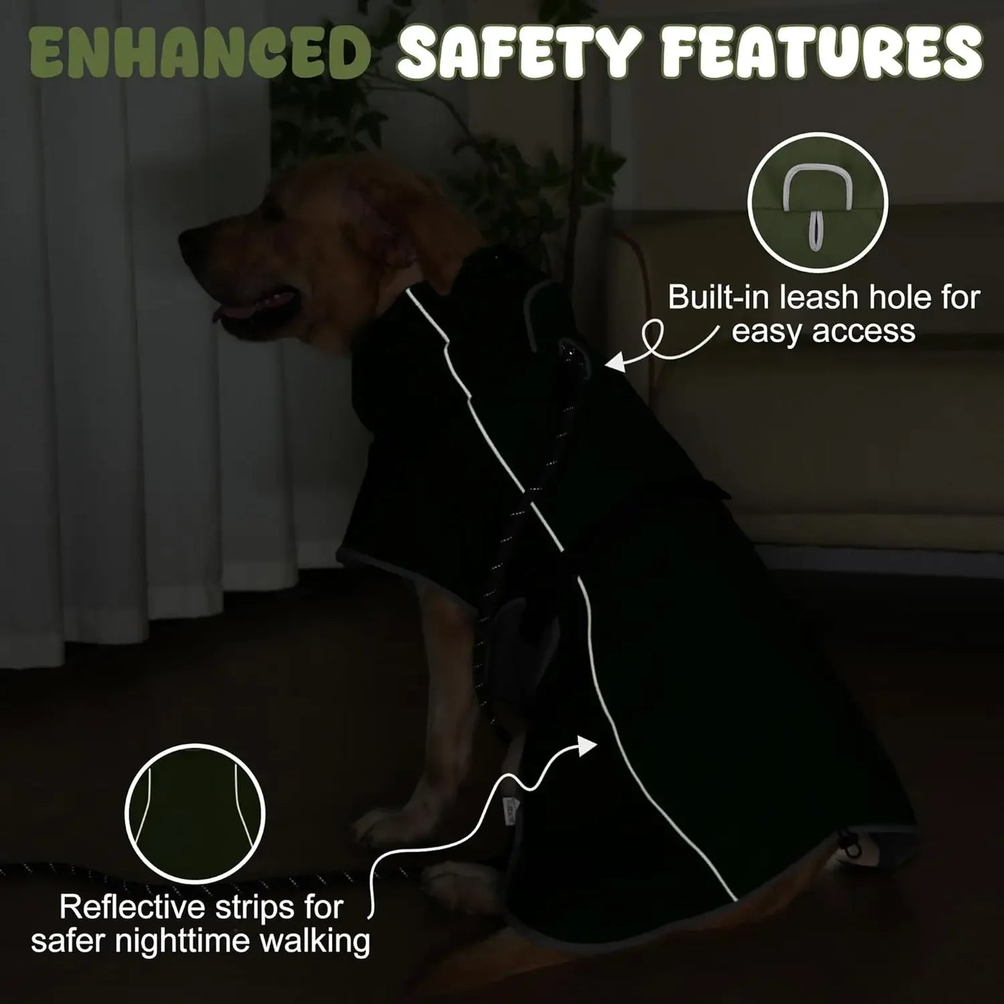 Waterproof Dog Raincoat Windbreaker – Reflective Outdoor Jacket with Adjustable Straps & Snap Buttons for All Dog Sizes.