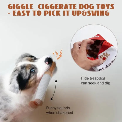 Funny Interactive Plush Dog Toy – Creative Cigarette Design Chew & Giggling Toy for Dogs, Fun Pet Gift for Playtime.