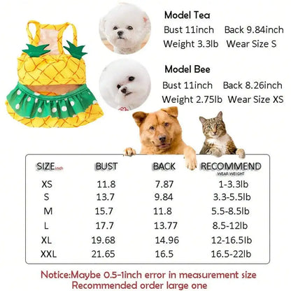 Summer Pineapple Dog Swimwear – Cute Bikini Beach Bathing Suit & Cooling Pet Shirt for Dogs, Stylish Summer Pet Clothes.