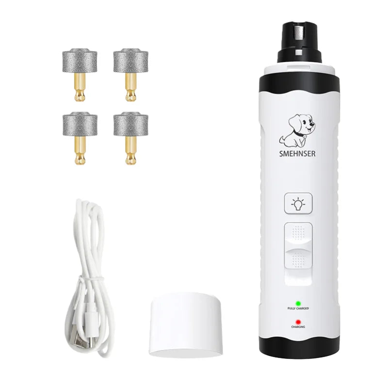 USB Rechargeable Pet Nail Grinder & Clipper – Quiet Dog & Cat Nail Trimmer with LED Light for Safe and Easy Grooming.