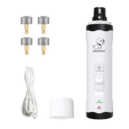 USB Rechargeable Pet Nail Grinder & Clipper – Quiet Dog & Cat Nail Trimmer with LED Light for Safe and Easy Grooming.
