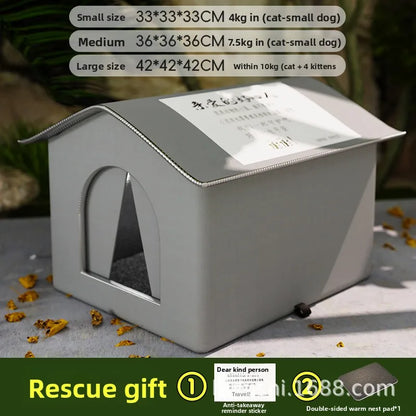 Closed Roaming Cat Tent Shelter - Heartfelt Design, Waterproof & Coldproof, Spacious for All Seasons, Durable and Bite-Resistant.