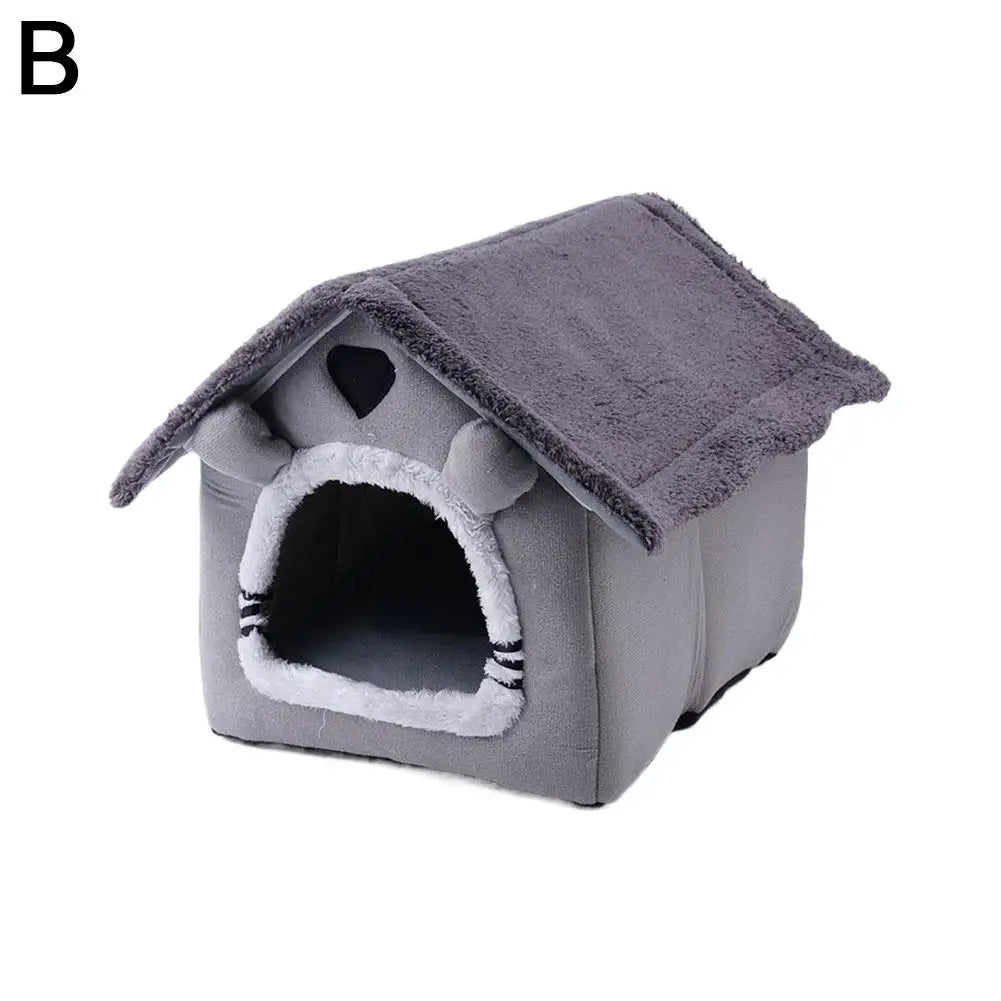 Cozy Pet Cave Bed with Soft Cushion, Warm Indoor Tent House for Cats, Puppies, and Small Dogs.