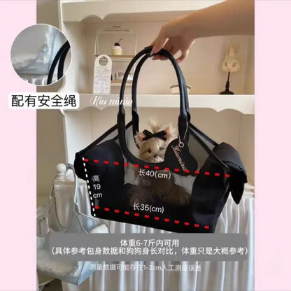 Breathable Mesh Pet Carrier Tote Bag – Lightweight Portable Shoulder Travel Bag for Small Dogs Outdoor Use.