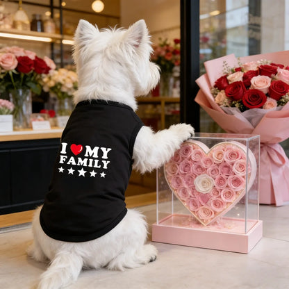 I Love My Family Pet Vest – Soft Sleeveless Letter Print T-Shirt for Dogs, Puppies & Cats.