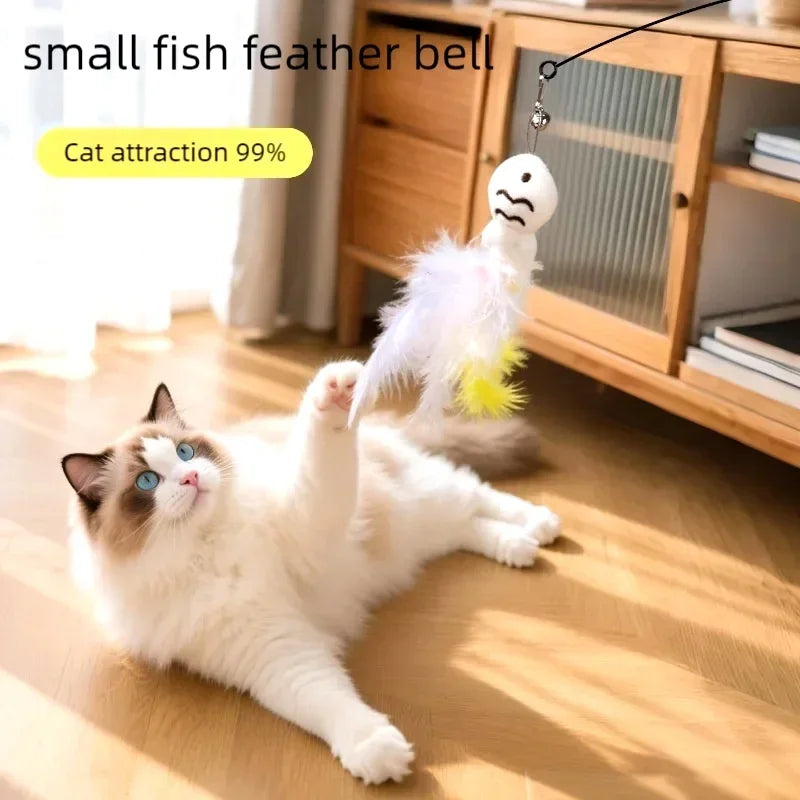 Interactive Cat Feather Wand Toy – Flexible Steel Wire Teaser for Kittens & Indoor Cats