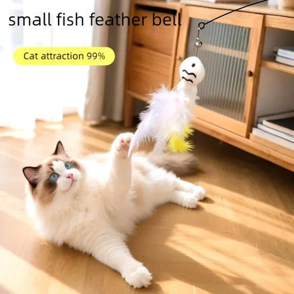 Interactive Cat Feather Wand Toy – Flexible Steel Wire Teaser for Kittens & Indoor Cats