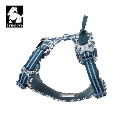 Truelovepet Adjustable Dog Harness – Floral Pattern Vest with Cotton Padding & Aluminum Alloy Hardware for Small, Medium & Large Dogs.