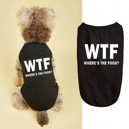 Exclusive Dog Tank Top – Cute “Where’s the Food?” Back Print Pet Shirt for Dogs, and Cats, Soft & Comfortable Everyday Wear