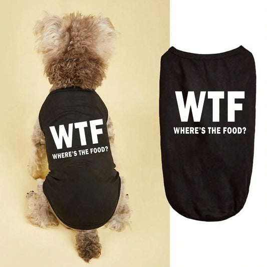 Exclusive Dog Tank Top – Cute “Where’s the Food?” Back Print Pet Shirt for Dogs, and Cats, Soft & Comfortable Everyday Wear