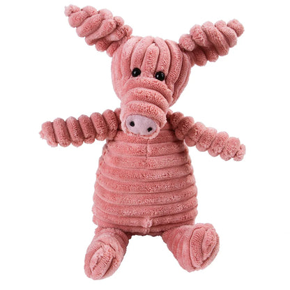 Pet Dog Molar Plush Toy – Corduroy Monkey & Pig Squeaky Chew Toy for Teeth Cleaning, Training & Interactive Play for Large Dogs.